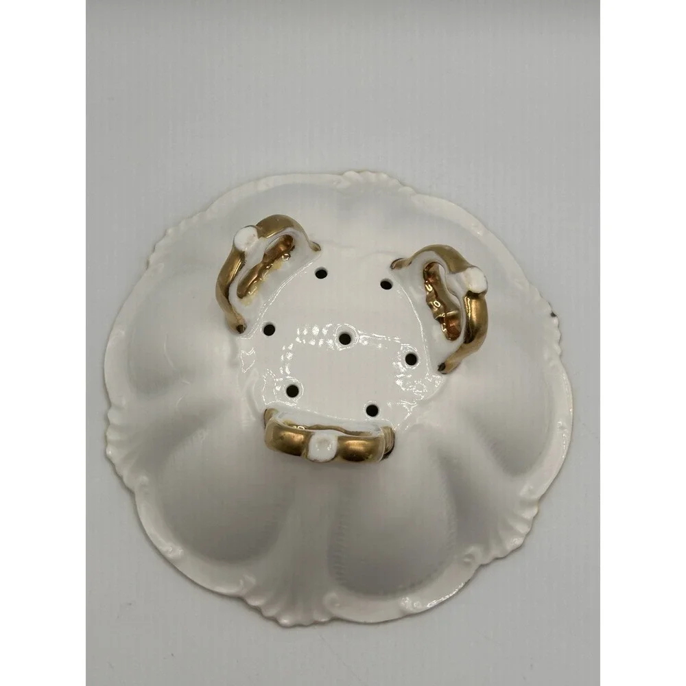 Vintage Nippon Footed Berry Bowl With Hand Painted Gold Gilt & Floral Design